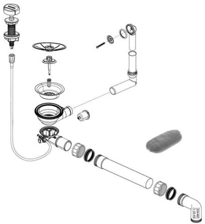 BLANCO Ablaufgarnitur 1 x 3,5'' Sieb mit Ablauffernbedienung Überlauf rund InFino®