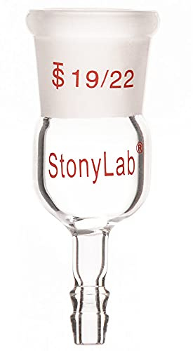 StonyLab Glass Straight Inlet Adapter with 19/22 Female Glass Joint Outer Joint and 8mm ID 12mm OD Hose Connection Lab Glassware