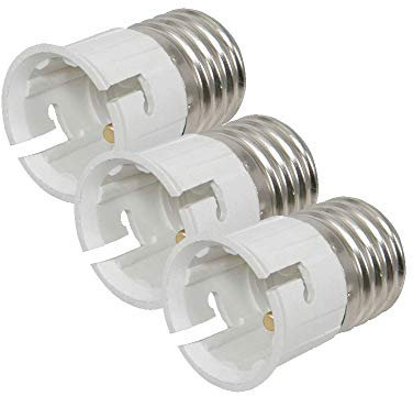Ogquaton 3 Pezzi E27 a B22 Portalampada Convertitore Adattatore, Montaggio Extender Supporto Lampadina Risparmio Energetico Base Convertitore Nuovo Rilasciato