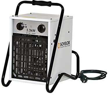 Chauffage air pulsé portable électrique avec thermostat d'ambiance intégré 3,3 kW 490m3/H 230V B33/S Sovelor