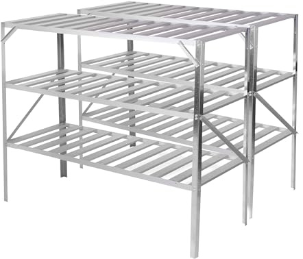 Lacewing 126cm Silver Traditional 3 Tier Shelves Greenhouse Staging Garden Storage Shelving Shed Rack Set of 3