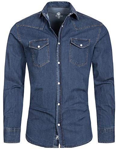 Rock Creek Jeanshemd Herren Denim Langarm | Jeanshemd für Herren aus Denim, klassisches Langarmhemd für Alltag, Freizeit und moderne Casual-Looks