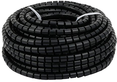 Aexit Filo cavo a spirale flessibile avvolgere il cavo ner-o per gestire il cavo da 15 mm x 25 metri con clip (fb20428c9badedeaf5592898609482a4)