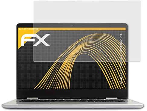 atFoliX Panzerfolie kompatibel mit Asus Chromebook C423 C423NA Schutzfolie, entspiegelnde und stoßdämpfende FX Folie (2X)