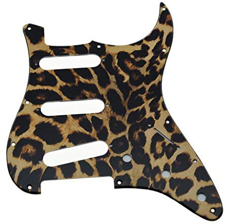Dopro Schlagbrett, 11 Löcher, Strat-Stil, 3D-Druck, Kunststoff, umgekehrt mit Schrauben für Fender Jimi Hendrix Stratocaster Leopardenstreifen