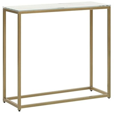 Beliani Table Console avec Plateau en Verre Effet Marbre et Structure en Métal Doré Coiffeuse au Design Industriel pour Intérieur Moderne ou Rétro