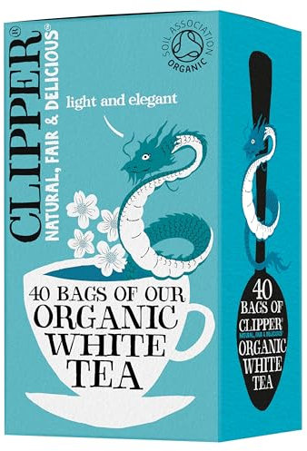 Clipper Organic White Tea Bags | 40 Bags of White Tea from China | for Home or Office | Herbal Tea Bags | Natural, Unbleached Teabags | Sustainable, Plant-Based & Biodegradable Teabags