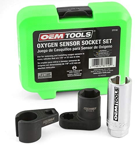 OEMTOOLS 37110 Oxygen Sensor Socket Set, 3 Piece, Remove & Replace Oxygen Sensors with 3 Variable Depth Sockets, 3/8 Drive, & One 1/2 Drive, Cutaway Slots Protect Sensor Wire, Universal Fit
