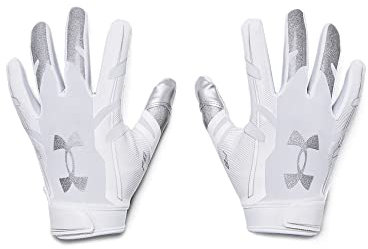 Under Armour Boys' F8 Football Gloves , White (100)/Metallic Silver , Youth Medium