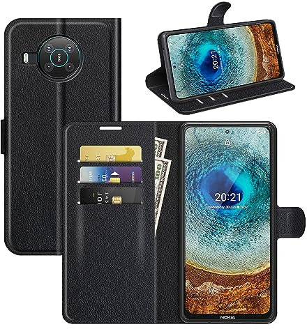 betterfon Handyhülle Kompatibel mit Nokia X10 / X20 | Premium Qualität TPU Klapphülle für X10 / X20 mit Kartenfächern | Magnetverschluss Handyhülle | Schwarz