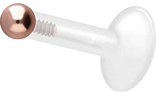 PIERCINGLINE PTFE Labret mit Gewinde Titan AUFSATZ KUGEL 2,5 mm Piercing Lippe Nase Ohr Helix Roségoldfarben 1,2 x 9 mm