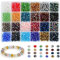 Lot De 1200 Perles De Verre à Facettes,6mm Perle En Cristal,Avec Boîte De Rangement,Pour La Fabrication De Bracelet, Collier, Bijoux, Projets Créatifs Et De Bricolage(24 Couleurs)