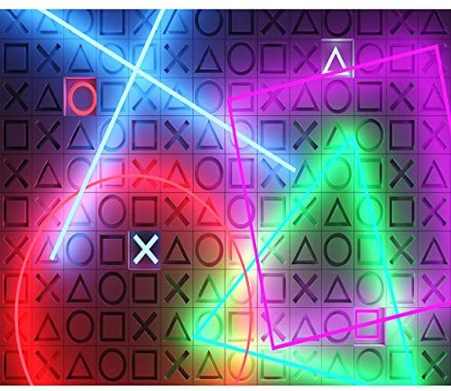 decomonkey Fototapete selbstklebend Game Play 294x210 cm Selbstklebende Tapeten Wand Fototapeten Tapete Wandtapete klebend Klebefolie Spielkonsole Modern 3D Effekt Geometrisch Wanddeko Bunt