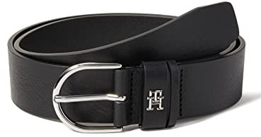 Tommy Hilfiger Damen Gürtel TH Timeless 3.5 Solid Ledergürtel, Schwarz (Black), 85