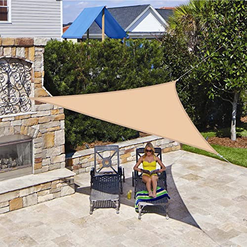 Voile d'ombrage ImperméAble Triangulaire équilatéral 2x2x2m, Toile Pergola 95% de Protection Anti-UV, avec Corde, pour Patio/Terrasse/Jardin/Extérieur/Piscine/Camping/Fête - Beige Jaune