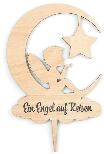 Ocasy Grabstecker EIN Engel auf Reisen, Grabdeko für EIN Sternenkind, Grabschmuck aus Holz, Blumenstecker zum Andenken