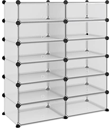 vidaXL Schuhregal Regal Standregal Lagerregal Schuhschrank Steckregal Regalsystem Aufbewahrungsregal Schuhablage Transparent 94,5x36,5x106 cm PP
