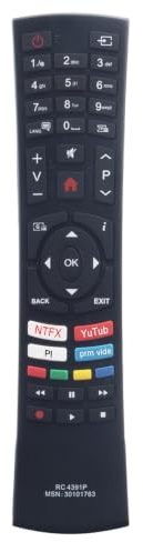 RC4391P Remote Control Fit for Bush Smart TV DLED55UHDHDRS DLED32FHDS | DLED40FHDS DLED24HDSDVD DLED32HDS DLED43UHDHDRS DLED49UHDHDRS DLED49FHDS DLED65UHDHDRS