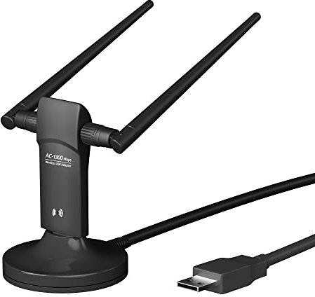 L-Link Long Range USB WiFi Adapter for PC Desktop 1300Mbps USB 3.0 WiFi for Laptop of Windows 11/10（Plug&Play）/8.1/8/7, USB Wireless Adapter Dual Band 2.4GHz + 5.8GHz, 5dBi High Gain Antenna