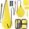 Saxophon-Reinigungsset mit Etui für Saxophon- und Klarinettenflöte, Trompeten-Instrumente, 8-teiliges Saxophon-Mundstückkissen, Mundstückbürste, Mikrofaser-Reinigungstuch (gelb)