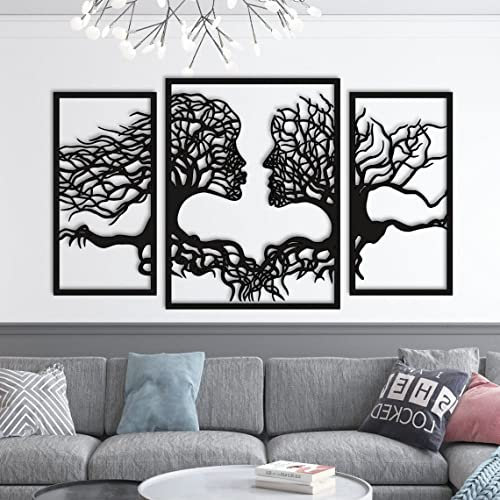 Pet-Jos Grande décoration murale en bois en forme de visages d'arbre, décoration d'intérieur, cadeau, grande décoration murale
