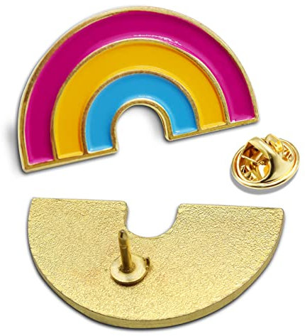 2/12/50/100Pcs Pan Pansexual Pride Rainbow Lapel Pins Bulk-Supports LGBT Progress Gay Brooch Badge for Men Women Clothes Bags Hats, 25x15mm, Metal, no gemstone