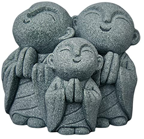 livelyfish 3 japanische Buddha-Statue Sandstein betender Mönch Figur Zen Garten Aquarium Heimdekoration 14