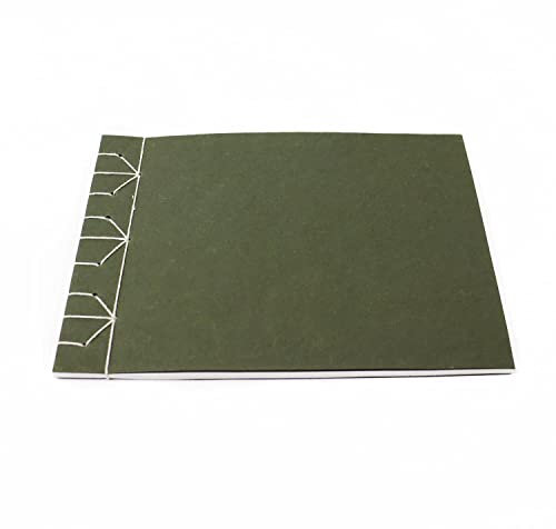 ARTWAY Tree Free Notizbuch mit japanischem Stick, A5, Querformat, Olivgrün