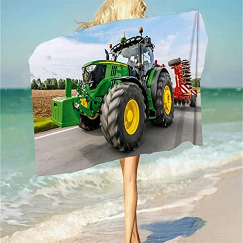 ETERIO 3D Traktor Strandtuch Groß 150x200, Kind Badetuch Mikrofaser Handtücher, Strandhandtuch SchnellTrocknend Sandfreies Badehandtuch, Saunatuch, Handtuch, Damen, Herren, Strandtücher, Badetücher
