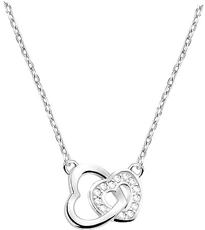 Sofia Milani - Damen Halskette 925 Silber - mit Zirkonia Steinen - Doppeltes Herz Anhänger - N0664