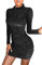 GORGLITTER Women's Glitter Mock Neck Bodycon Dress Lettuce Trim High Waist Party Club Short Dresses Black L