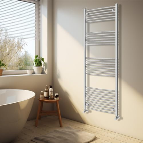 NRG Chrome Heated Towel Rail Curved Designer Bathroom Radiator - 1800×600mm