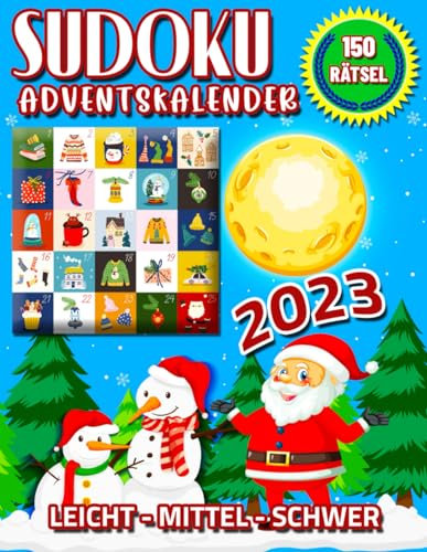 Sudoku Adventskalender 2023: Adventskalender Puzzlebuch. Leicht bis Schwer in Großer Schrift mit Lösungen. Weihnachtlicher Rätsel für Erwachsene. Weihnachten Geschenk.