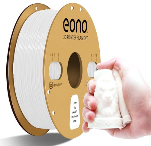 EONO 95A TPU Filament 1,75 mm, Flexibles Weiches TPU Filament 1 kg (2,2 lbs), Maßgenauigkeit +/- 0,03 mm für FDM Drucker, Weiß