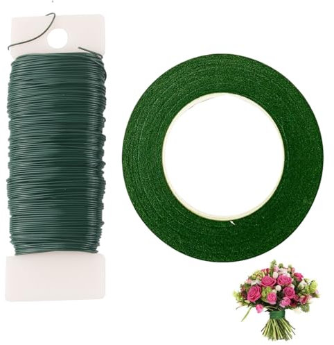 GWAWG Florist Arrangement grüne Bänder Draht-Kit für Blumenarrangements DIY Blume Arrangieren Zubehör Floristik Drähte Kranz Making Supplies(17.78INCH und 10.63INCH)