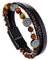 Dochais Herren Edelstahl Echtleder Armband, Jesus Christus Kruzifix Kreuz, Naturstein Geflochten Mit Magnet Verschluss, Schmuck Geschenke Für Männer (A, Braun, 23cm)
