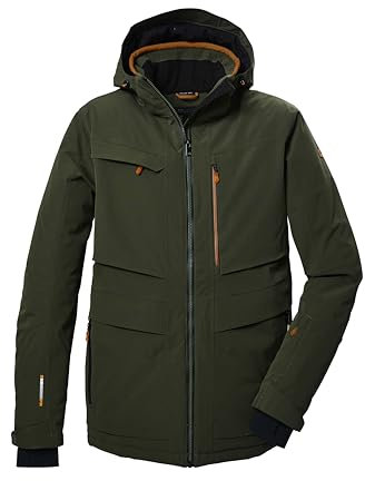 killtec Herren Skijacke/Funktionsjacke mit abzippbarer Kapuze und Schneefang KSW 43 MN SKI JCKT, dark moss, S, 41976-000