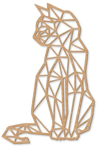 Polygon Katze Holz Wandtattoo XXL – Modernes Holzschild für Katzenbesitzer, Deko für Wohnzimmer & Kinderzimmer – Geschenk Katzenfreunde, 12 Farben