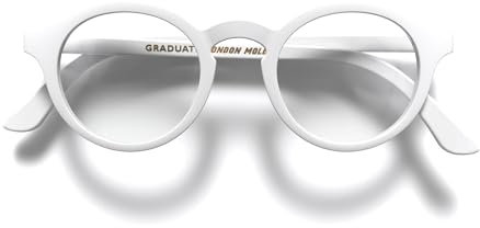 LONDON MOLE® „Graduate“-Lesebrille – coole runde Brille für Männer und Frauen, entworfen für Stil, Komfort und Haltbarkeit – mattweiß – Vergrößerung +2.0