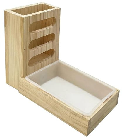Predolo Mangeoire à Foin Avec Bac à Litière - Support en Bois pour Petits Animaux, Lapin, Cochon d'Inde, Chinchilla - Râtelier à Foin