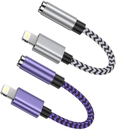 [MFi Certified] Lightning to 3.5mm Headphone Jack Adapter 2Pack iPhone Aux Audio Dongle Earphone Cable Converter Compatible with iPhone 14/14 Pro/14 Pro Max/13/13 Pro/12/11/XR/XS/X/8/7