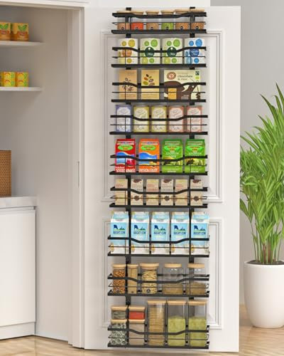 VyGrow 9-Tier Over The Door Pantry Organizer, Metal Storage With Adjustable Basket, Spice Rack Seasoning Shelves for Kitchen, Laundry, Bathroom