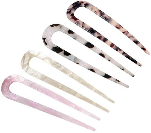 BDSHUNBF 4 Stück U-förmige Haarnadel, Französischer Stil, Haarnadel Dutt, Hairpin Haarspangen, Chignon Pins, Haargabel Haar, für Damen Mädchen