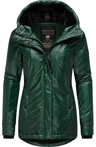 Ragwear Damen warme Shiny Winterjacke in glänzender Opitk mit kuscheliger Kapuze Monadde Bling YOUMODO XS-3XL