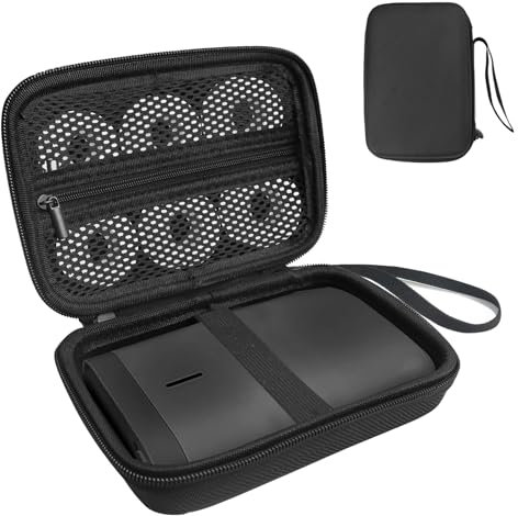 ROEOWENE Funda Estuche Rígido Compatible con Pristar P15/Nelko P21/NIIMBOT D110/SUPVAN E10/PRT Etiquetadora Bluetooth Portátil Mini Impresora de Etiquetas Adhesivas Label Maker Case (Solo Bolsa)-Negro