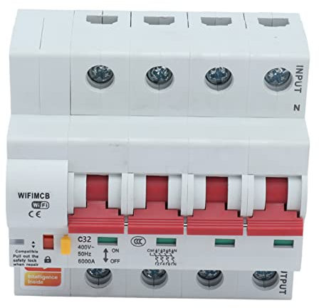 Leistungsschalter, WiFi 4P Fernschalter AC 400 V mit Sicherheitsschloss für Zuhause (32A)