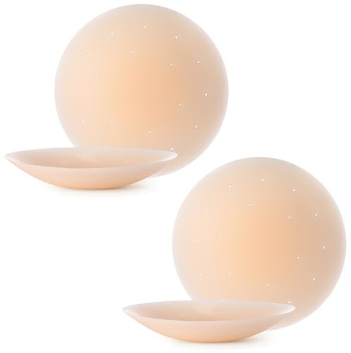 Rocf Rossini 2 Pairs Ultra-Thin Reusable Silicone Nipple Pasties Sticky - Breathable Hypoallergenic Breast Cover Stickies Women Adhesive-Free Invisible Bra for Strapless Dress (10CM)