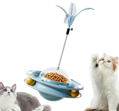 Spielzeug aus Katzenfedern, Katzenspielzeug mit Federn, interaktives Leckerli-Spender, Windmühle für Kätzchen | Kätzchenspielzeug mit langsamem Futterspender für Katzen