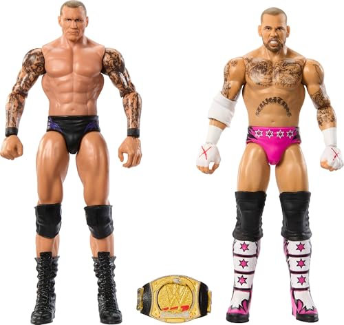 Mattel WWE Hauptkampf Championship Showdown 2er-Pack Actionfiguren und Zubehör, Serie #19, CM Punk gegen Randy Orton Sammelset, JCV71, [Mehrfarbig]