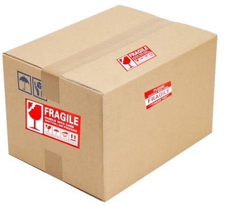 150 Stück Aufkleber Umzugskartons Fragile Warnhinweise, Selbstklebende Fragile Stickers für Verpackung, Rot Weiß Versand Aufkleber für Pakete, Fragile Vorsicht Behandeln mit Sorgfalt Aufkleber